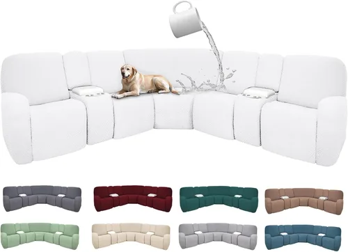 Miniatura 47 de Fundas de sofá reclinable seccional 100% impermeables para sofá reclinable en forma de L, funda de sofá modular de esquina en forma de L, fundas