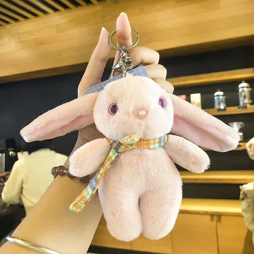 Miniatura 6 de BONICI Chicas y mujeres creativas y bonitas orejas grandes cálida bufanda suave con colgante de conejo llavero llavero de Año Nuevo bolso de mano