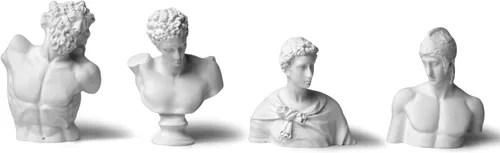 Miniatura 7 de TRANSGOOD Juego de 4 esculturas y estatuas de resina griega de busto de 2.7 pulgadas, decoración del hogar, mini estatuas decorativas para estantes