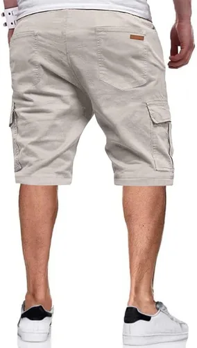 Miniatura 2 de JMIERR Pantalones cortos de sarga para hombre con cordón de algodón clásico elástico con 6 bolsillos