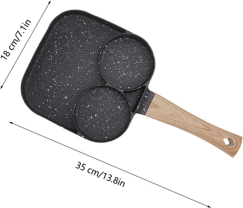 Miniatura 2 de Sartén antiadherente 3 en 1, sartén para huevos, sartén seccional para desayuno que evita que se pegue resistente al calor, sartén dividida