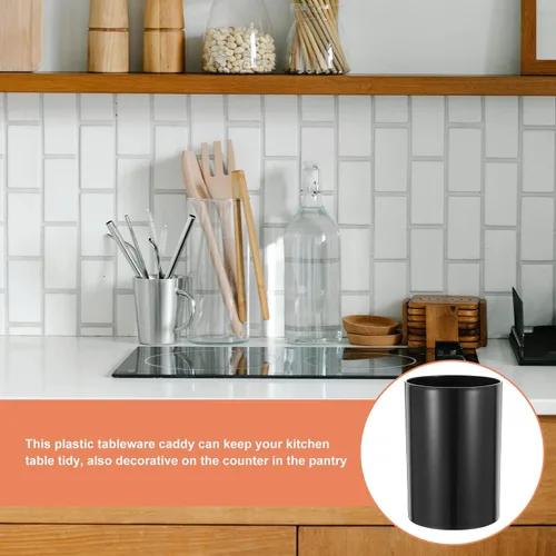 Miniatura 9 de UPKOCH Soporte para utensilios de cocina negro, organizador de encimera, tubo de almacenamiento compacto para cubiertos y cubiertos, organizador