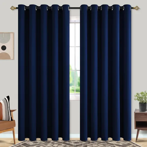 Miniatura 113 de Mrs.Naturall Cortinas Azul Real para Dormitorio, Cortinas Opacas Cortas Medianas Azul Cobalto para Cocina Decoración de Habitación de Adolescentes