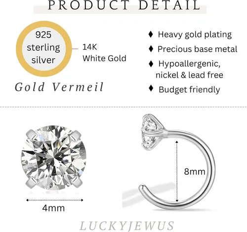 Miniatura 11 de Aretes pequeños de plata de ley 925 para mujer