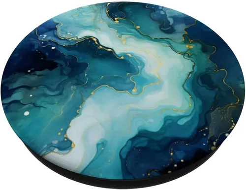 Miniatura 2 de PopSockets estándar PopGrip con piedra gemóloga calcedonia azul de ágata de hielo