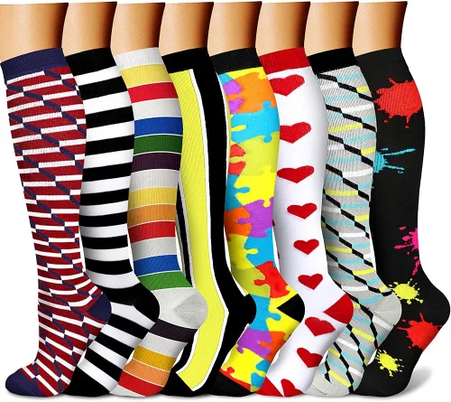 Miniatura 11 de CHARMKING Calcetines de compresión para mujeres y hombres para circulación (8 pares) 15-20 mmHg, mejor soporte para ciclismo atlético