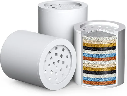 G-Promise Paquete de 3 cartuchos de repuesto de filtro de ducha de 16 etapas para agua dura, universalmente compatible con cualquier diseño similar,
