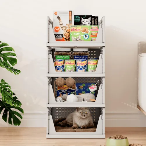 Miniatura 2 de Pinkpum Paquete de 6 cubos de almacenamiento organizadores de armario, cesta de plástico apilable para ropa, contenedores de almacenamiento