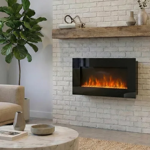 Miniatura 2 de Fogata Northwest eléctrica, con luz LED, para pared, llama de hielo y fuego, con control remoto, de 36 pulgadas, negro
