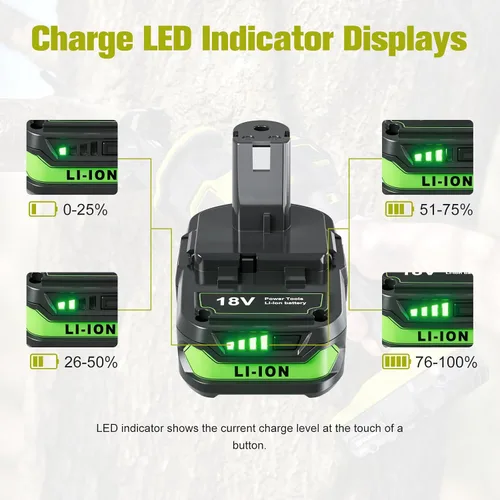 Miniatura 4 de Paquete de 2 paquetes actualizados de 4000 mAh de repuesto para batería Ryobi 18V P107 compatible con batería Ryobi de 18 V ONE+ P102 P103 P104 P105