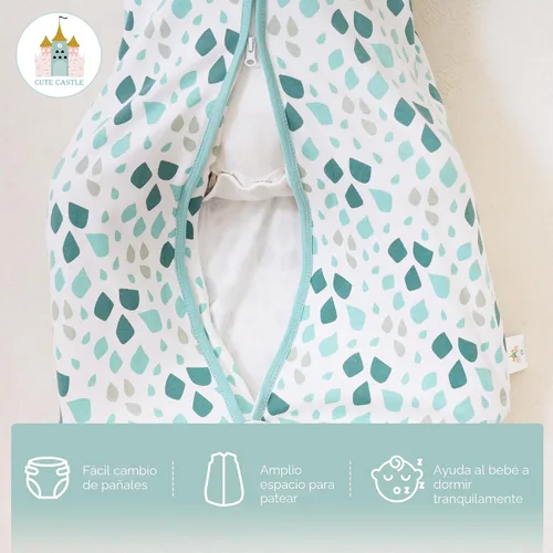 Miniatura 7 de Cute Castle Saco de dormir para bebé de 0 a 6 meses, ligero, 100% algodón, cremallera de 2 vías, TOG 0.5, manta de vestir para bebés, ropa de dormir