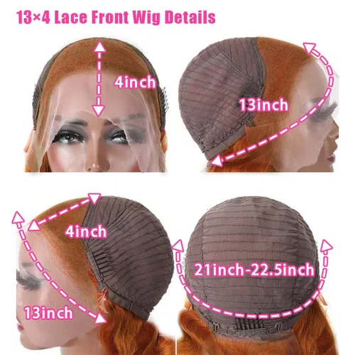 Miniatura 4 de Pelucas de cabello humano brasileño ondulado con encaje frontal HD de 13 x 4 pulgadas, sin pegamento, densidad del 150 %, línea de cabello natural