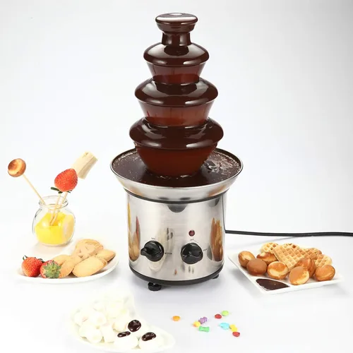 Miniatura 2 de Luqeeg Fuente de fondue de chocolate, máquina eléctrica de fuente de chocolate de 4 capas, máquina de fusión de chocolate de acero inoxidable, torre