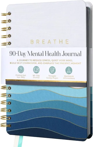 Miniatura 10 de Diario guiado de salud mental de 90 días para ansiedad, atención plena y bienestar emocional, indicaciones diarias para cuidado personal