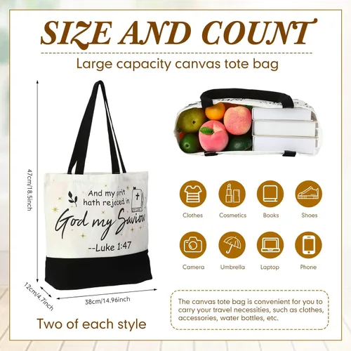 Miniatura 4 de 20 bolsas de lona reutilizables para regalo cristiano de la Biblia para mujeres, bolsa de lona reutilizable para regalo de San Valentín (clásico)