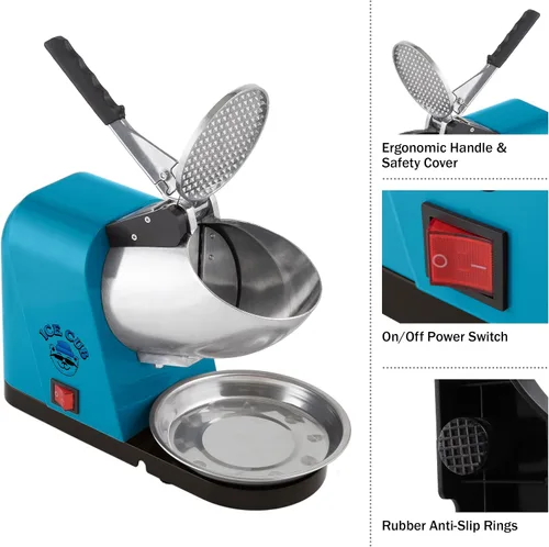 Miniatura 3 de Máquina de cono de nieve - Afeitadora de hielo con potente motor de 170 W - Máquina de hielo triturado para encimera fácil de usar por Great Azul