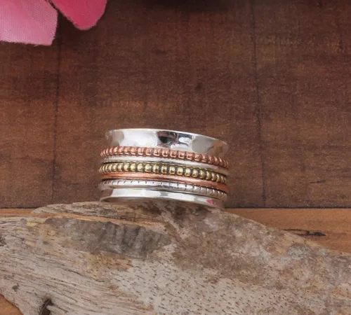 Miniatura 61 de Boho Spinner Ring, Mothers Day Gift, Silver 925 Women Ring, Sterling Silver 925 Ring, Fidget Spinner Ring,Women Silver Anxiety Ring