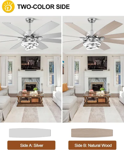 Miniatura 8 de Ventiladores de techo grandes modernos de 72 pulgadas con luces y control remoto, motor CC silencioso reversible de 6 velocidades, ventiladores