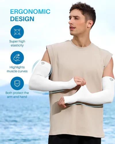 Miniatura 3 de Mangas para brazo, para hombres o mujeres. Para calentar o refrescar. Guantes de Compresión con factor de protección de los rayos ultravioleta UPF