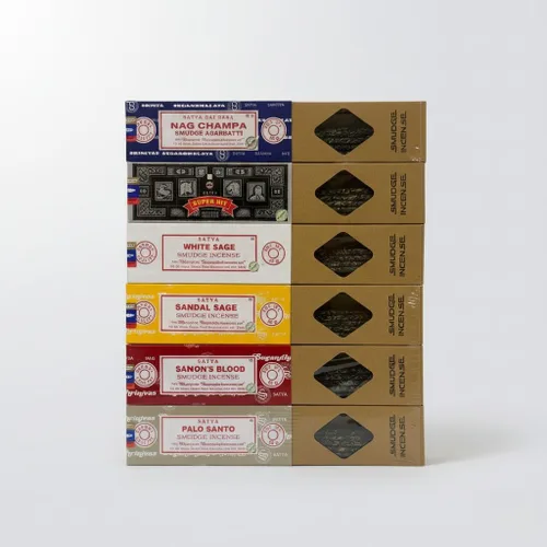 Miniatura 16 de Satya - Juego de regalo de incienso Nag Champa, éxito super, sangre de dragón, sándalo, pachulí, lavanda, vibraciones positivas, 15 g
