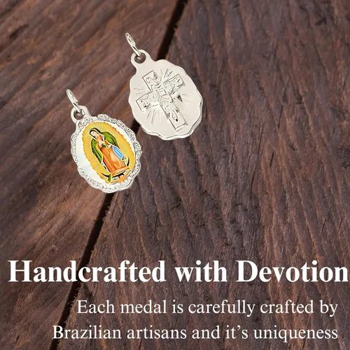 Miniatura 8 de Catholica Shop Colgante de medalla pequeña en tono plateado para ropa religiosa católica - Jesús, María y Santos, paquete de 6