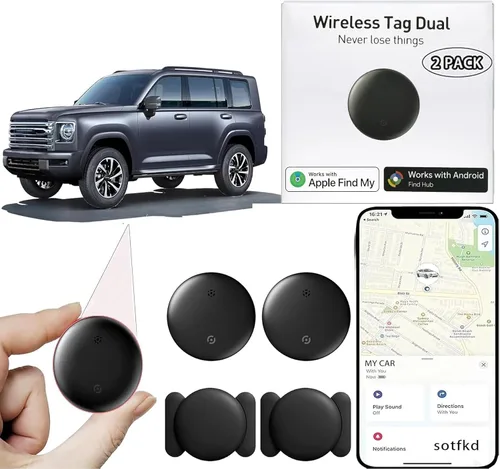 Paquete de 2 rastreadores GPS para vehículos, dispositivo de seguimiento oculto para vehículos (compatible con Android e iOS) | Carcasa magnética |