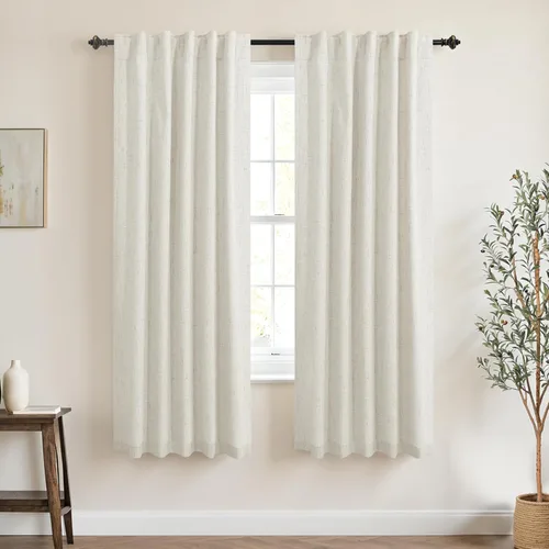 Miniatura 90 de KOUFALL - Cortinas de medio estilo francés de lino para ventana, juego de 2 cortinas cortas de 40 pulgadas de longitud, para privacidad, cortinas