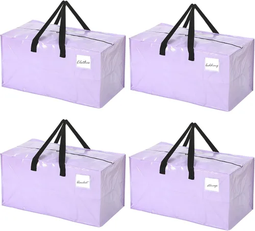 Miniatura 42 de 4 Piezas Bolsas de Mudanza Grandes con Cremallera y Asas Bolsas de Lona Tipo Duffle Plegables de Almacenamiento Extra Resistentes Extra Grandes