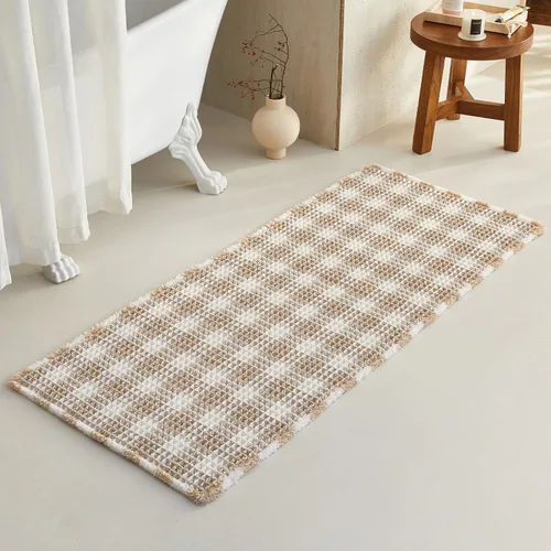 Miniatura 157 de TYUU Tapete de baño estilo gofre, tapete de baño bohemio, antideslizante, lavable, súper absorbente, de secado rápido, bonito tapete de baño