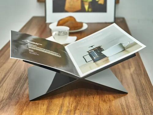 Miniatura 7 de Honygebia Soportes de libros acrílicos negros – Soporte para libros de acrílico con marco cruzado, soporte abierto para exhibición y lectura