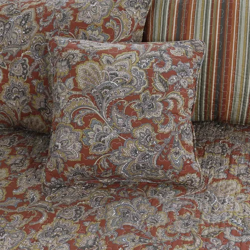 Miniatura 3 de Cozy Line - Juego de cama de 6 piezas, ropa de cama reversible de algodón reversible con falda de cama, fundas a juego, almohada decorativa