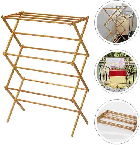 Miniatura 3 de TOMYEUS Tendedero de ropa para el suelo, tendedero de ropa para caballos, toallas, estante plegable para secadora de ropa, organizador