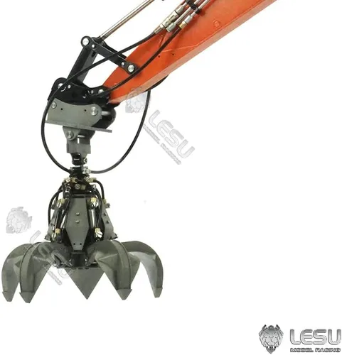 Miniatura 8 de Lesu Metal Timber Grab Pulpwood Grapple Updraded Parte con tubo de aceite cilíndrico para Et35 1/14 Rc Modelo de excavadora hidráulica