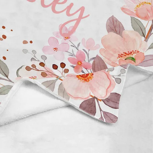Miniatura 3 de Manta de bebé personalizada con nombre, manta personalizada con nombre floral para niñas pequeñas, mantas de franela suave, regalo conmemorativo 01