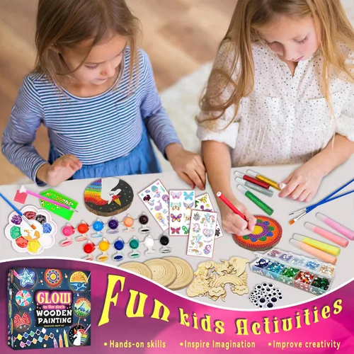Miniatura 5 de klmars Kit de pintura de madera para niños, que brilla en la oscuridad, regalos para niños y niñas de 5 a 12 años, kits de actividades