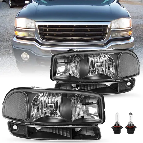Miniatura 20 de SOCKIR 6 piezas para 1999-2002 GMC Sierra 00-06 Yukon conjunto de faros y luces antiniebla + faro delantero de parque/señal LH+RH con bombillas