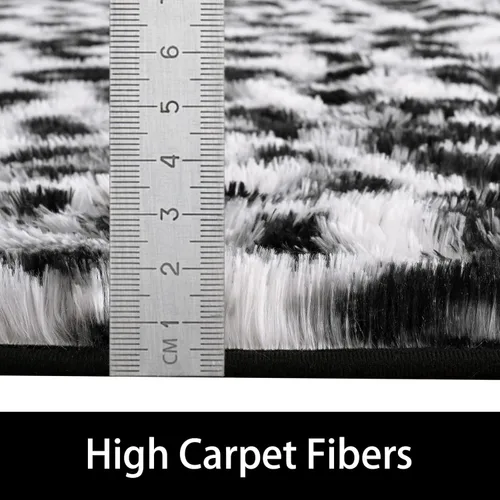 Miniatura 7 de Amearea Soft Small Leopard Rugs for Bedroom, 2x4 Feet Fluffy Black and White Runner Rugs, Comfy Cheetah Print Throw Rug Faux Fur Animal Print Rug