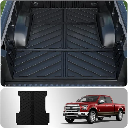 Tapete de cama compatible con Ford F150 2015-2025 2026 alfombrilla de caja de camioneta de 5.5 pies de TPE para todo tipo de clima, forro de cama