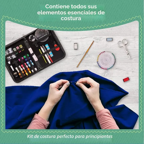 Miniatura 3 de ARTIKA Kit de costura para adultos y niños – Pequeño juego para principiantes con hilo multicolor, agujas, tijeras, dedal y clips – Kits
