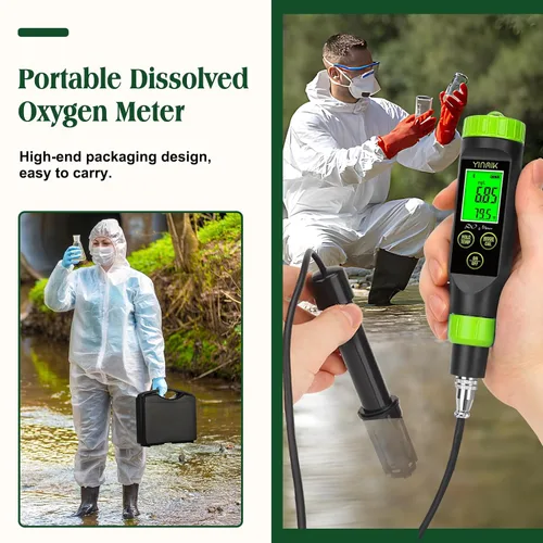 Miniatura 2 de Medidor de oxígeno disuelto inteligente Medidor de DO portátil para estanque, kit de prueba de oxígeno disuelto acuapónico YINMIK Aquapónico