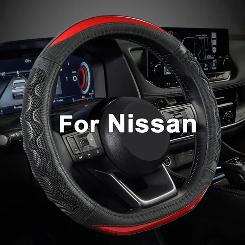 Funda para volante GIANT PANDA para Nissan Altima Rogue - Funda para volante de automóvil GIANT PANDA para Nissan en forma de D (Rojo-Forma D)