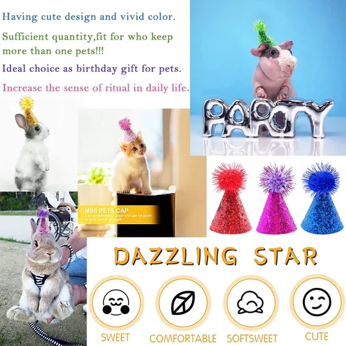 Miniatura 5 de PET SHOW 10 piezas de sombreros pequeños para perros pequeños, sombrero de fiesta de cumpleaños de gato, sombreros de conejo para vacaciones, boda
