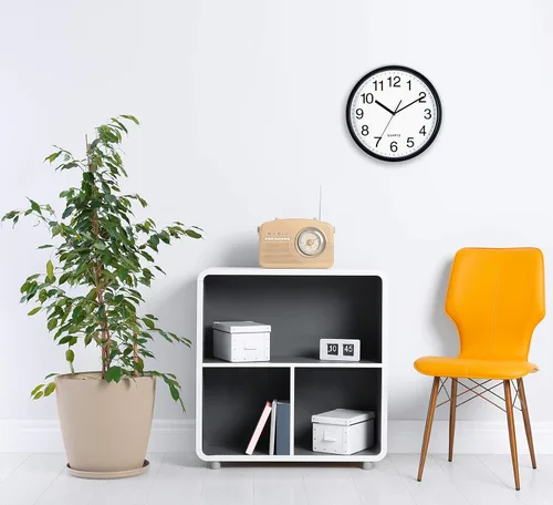 Miniatura 5 de Bernhard Products Reloj de pared negro, grande de 13 pulgadas, silencioso, de cuarzo, funciona con pilas, redondo, fácil de leer