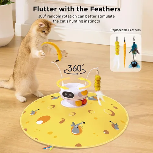 Miniatura 5 de ZOMISIA Juguetes interactivos para gatos de interior, 5 en 1, recargable, automático, juguete para gatos con láser, activado por movimiento