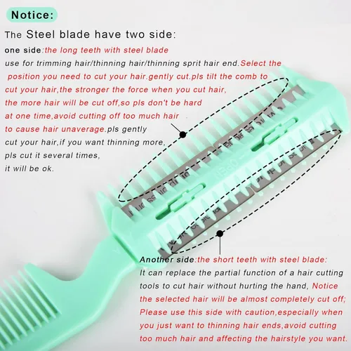 Miniatura 6 de 6 piezas de recortadora de puntas abiertas de doble filo, peine para adelgazar el cabello para cortes de pelo delgados en casa, mujeres y hombres