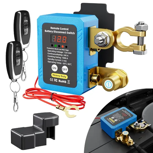 Miniatura 7 de RVBOATPAT Interruptor de apagado 12V 240A Interruptor de desconexión de batería remota Interruptor automático de apagado de energía Interruptores