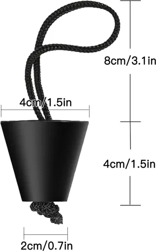 Miniatura 2 de Axlksia Kit de 8 tapones para kayak, tapón universal de silicona con orificios de drenaje, tapón con cordón, accesorios de kayak Negro