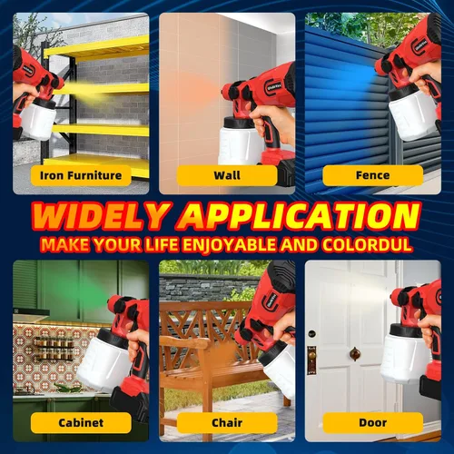 Miniatura 8 de Pulverizador de pintura inalámbrico para batería Milwaukee M18 de 18 V, pistola de pintura eléctrica para casa, 4 boquillas de cobre, pistola