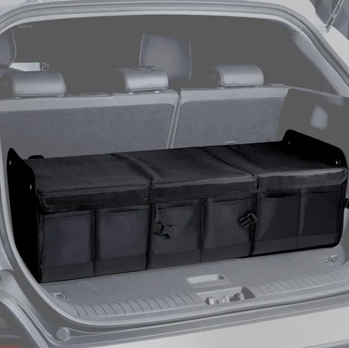 Organizador de maletero con tapa 1680D — Almacenamiento grande de 114L para SUV/camiones, paneles ultrarrígidos de PP, tejido reforzado de