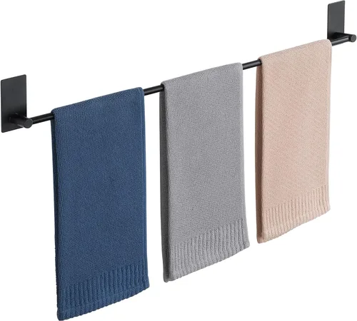 Miniatura 10 de Alise Toalleros para baño, barra para toallas adhesiva de acero inoxidable SUS 304 de 12 pulgadas sin taladro, toallero negro mate de fuerte